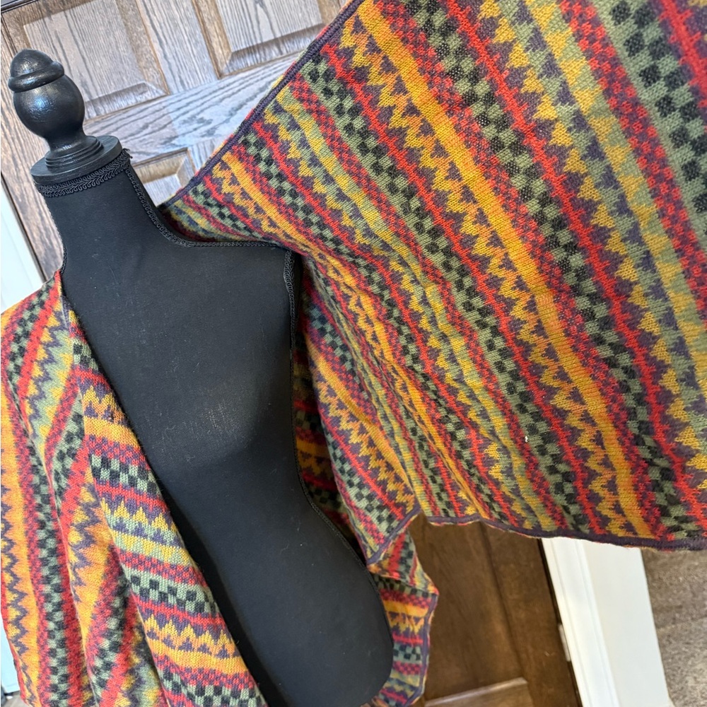 100% Alpaca Colorful Zigzag Patterned Shawl - image 7